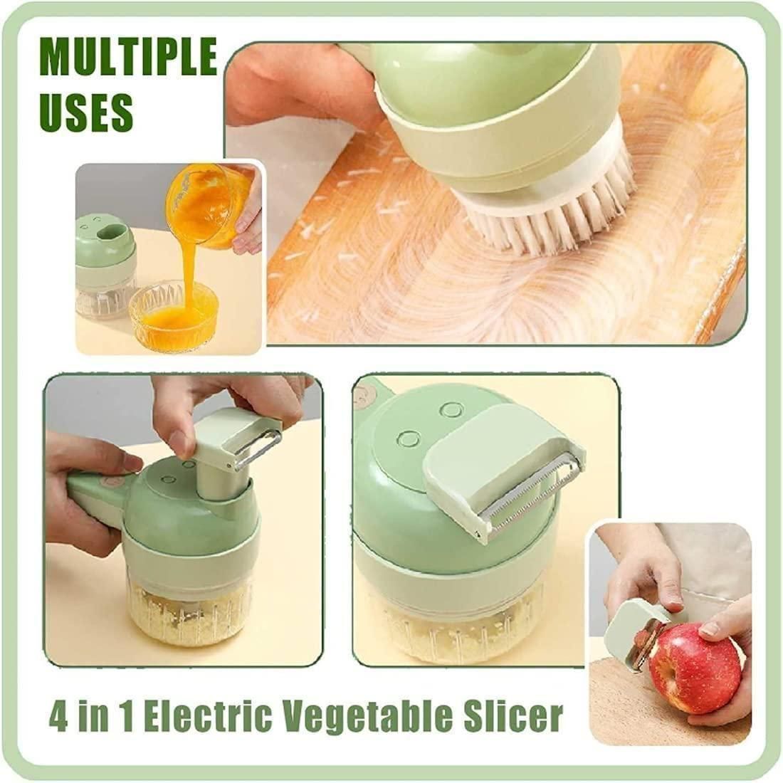 4-in-1 Portable Electric Vegetable Cutter Set – Multifunction Food Chopper & Slicer