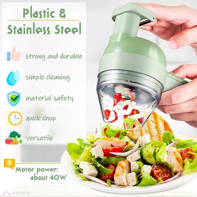 4-in-1 Portable Electric Vegetable Cutter Set – Multifunction Food Chopper & Slicer