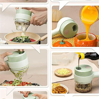 4-in-1 Portable Electric Vegetable Cutter Set – Multifunction Food Chopper & Slicer