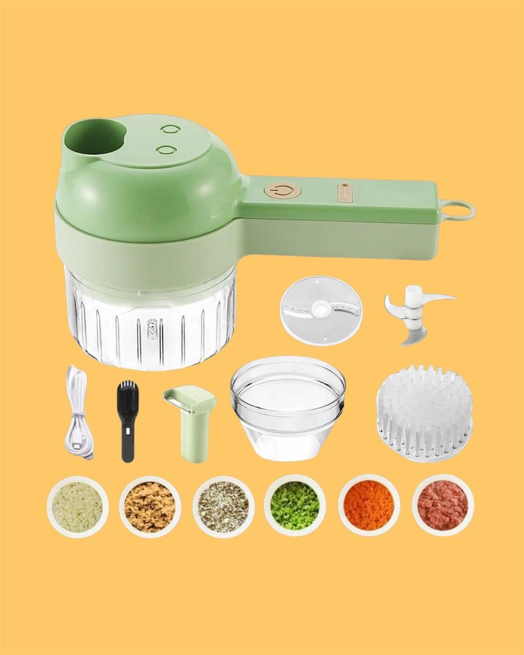4-in-1 Portable Electric Vegetable Cutter Set – Multifunction Food Chopper & Slicer