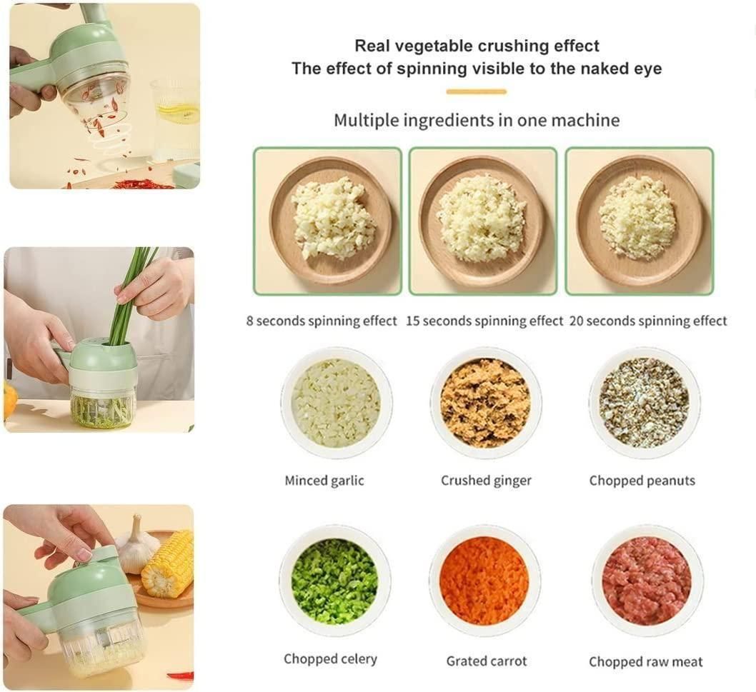 4-in-1 Portable Electric Vegetable Cutter Set – Multifunction Food Chopper & Slicer