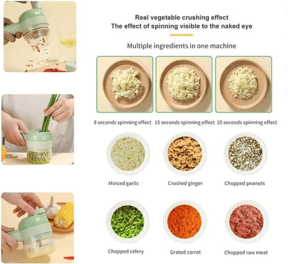 4-in-1 Portable Electric Vegetable Cutter Set – Multifunction Food Chopper & Slicer