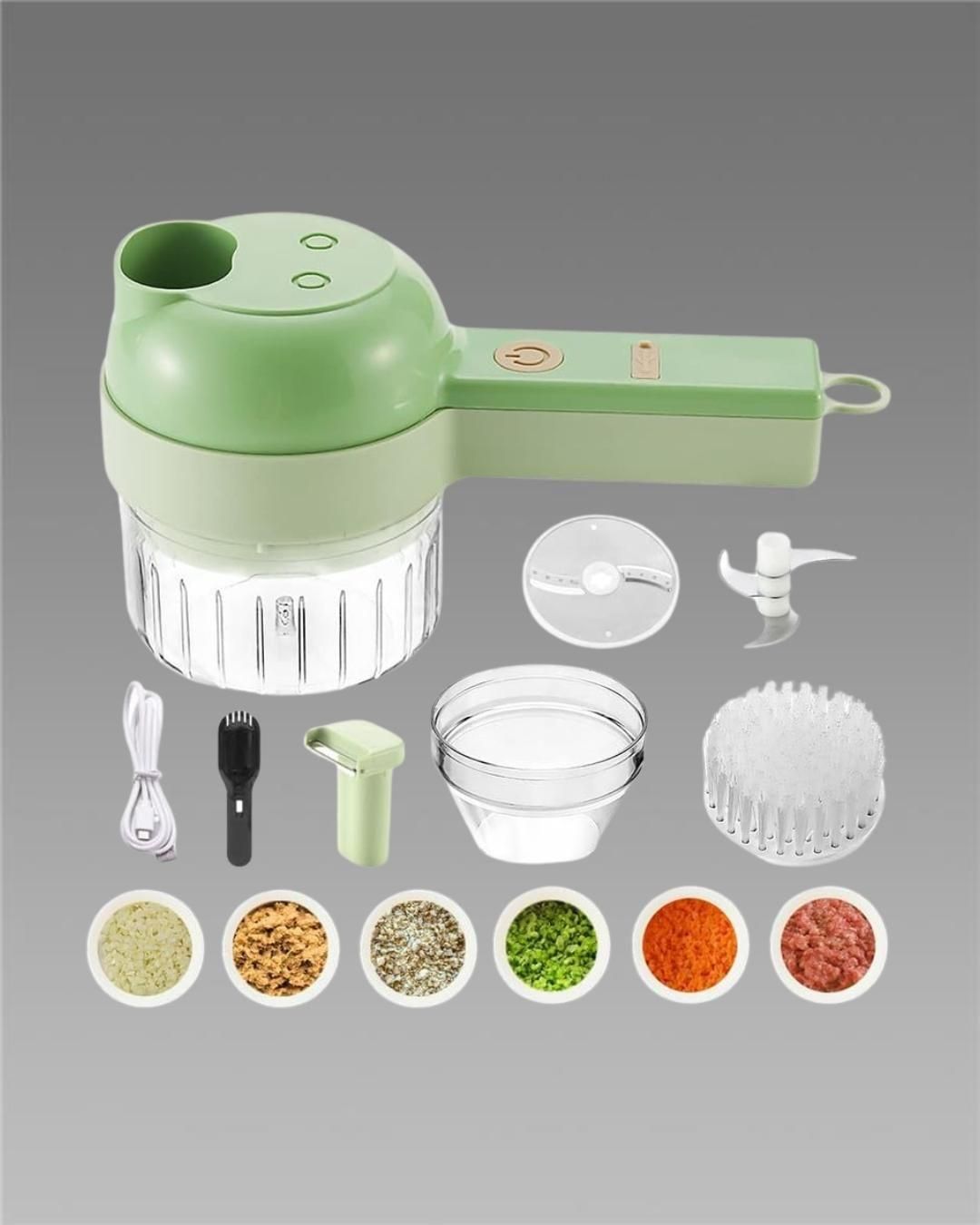 4-in-1 Portable Electric Vegetable Cutter Set – Multifunction Food Chopper & Slicer